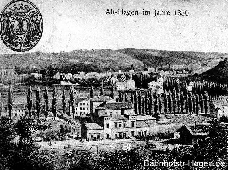 Hagen, späteres Bahnhofsquartier um 1850 ...
