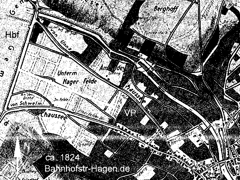 Hagen, späteres Bahnhofsquartier um 1824 ...